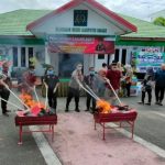 Sinergitas Bersama, Kalapas Narkotika Karang Intan Ikuti Acara Pemusnahan Barbuk Hasil Kejahatan