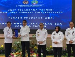 Lapas Narkotika Karang Intan Terima Penghargaan WBK dari Ditjenpas